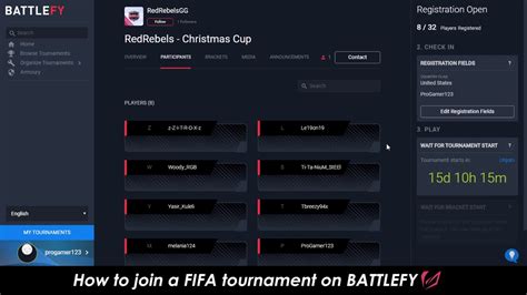How to join a tournament on Battlefy .